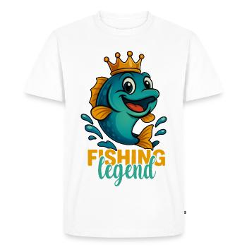 Fishing Legend Cartoon Fish with Crown - Men's Premium Organic T-Shirt - white - Front - Nico (187cm)