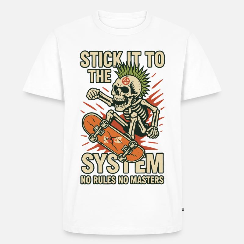 Skelett Skateboard Gegen das System - Männer Premium Bio T-Shirt - Weiß