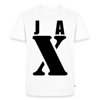 Jax – First Name Design | Minimal Typography - Men's Premium Organic T-Shirt - white - Front - Nico (187cm)