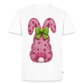 Pâques : Lapin de Pâques par derrière avec un faux nœud - T-shirt Premium bio Homme - blanc - Devant - Nico (187cm)