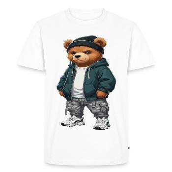Streetwear Bear Hip Hop Urban Style - Men's Premium Organic T-Shirt - white - Front - Nico (187cm)