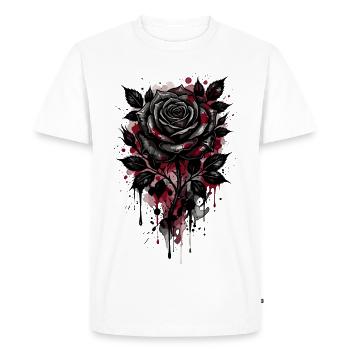 Rose, Rose Noire, Rose et Fleurs - T-shirt Premium bio Homme - blanc - Devant - Nico (187cm)