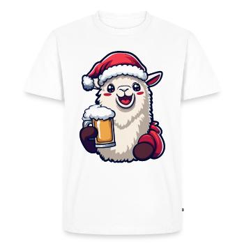Alpaca Llama Christmas Beer - Men's Premium Organic T-Shirt - white - Front - Nico (187cm)