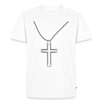 collier Croix - T-shirt Premium bio Homme - blanc - Devant - Nico (187cm)