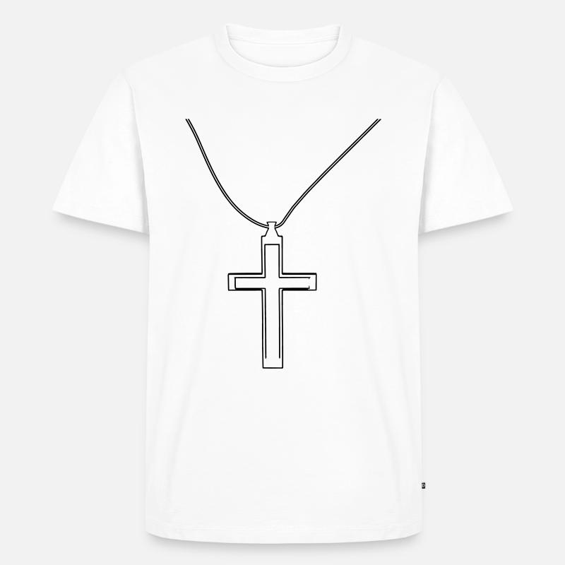 Kreuz Halzkette - Männer Premium Bio T-Shirt - Weiß