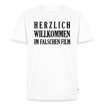 Herzlich willkommen im falschen Film - Männer Premium Bio T-Shirt - Weiß - Vorne - Nico (187cm)