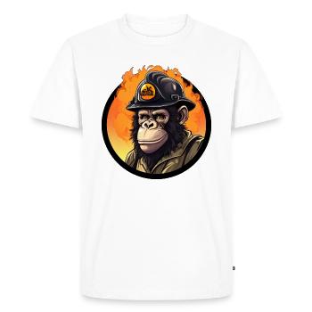 Chimpanzé Pompier / Pompier Chimpanzé - T-shirt Premium bio Homme - blanc - Devant - Nico (187cm)
