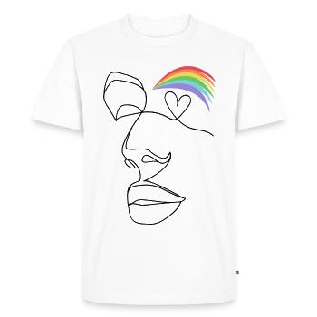Pride Month Rainbow Heart Eye LGBTQ Queer Art - Men's Premium Organic T-Shirt - white - Front - Nico (187cm)