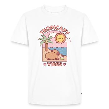 Capybara mignon se relaxant sur la plage Tropicapy Vibes - T-shirt Premium bio Homme - blanc - Devant - Nico (187cm)