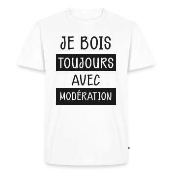 Je Bois Toujours Avec Modération Humour Homme - T-shirt Premium bio Homme - blanc - Devant - Nico (187cm)