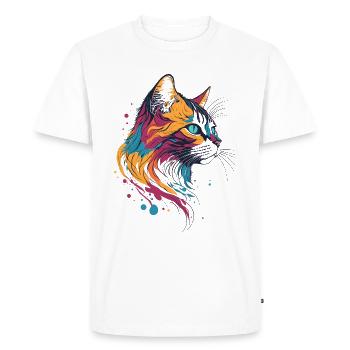 Illustration de chat coloré - T-shirt Premium bio Homme - blanc - Devant - Nico (187cm)