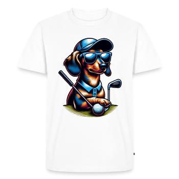 Dachshund Golfer Golf Course Dogs Owners - Men's Premium Organic T-Shirt - white - Front - Nico (187cm)