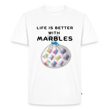LA VIE EST PLUS BELLE AVEC DES BILLES - T-shirt Premium bio Homme - blanc - Devant - Nico (187cm)