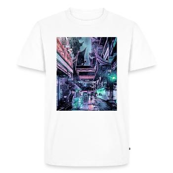 Pluie nocturne à Shanghai, Chine - T-shirt Premium bio Homme - blanc - Devant - Nico (187cm)