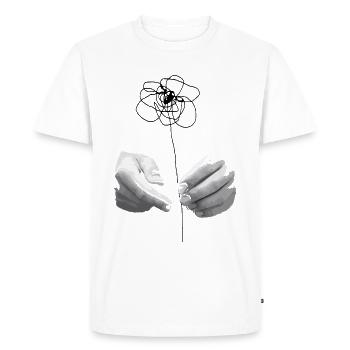 Mains et conception de croquis de fleur - T-shirt Premium bio Homme - blanc - Devant - Nico (187cm)