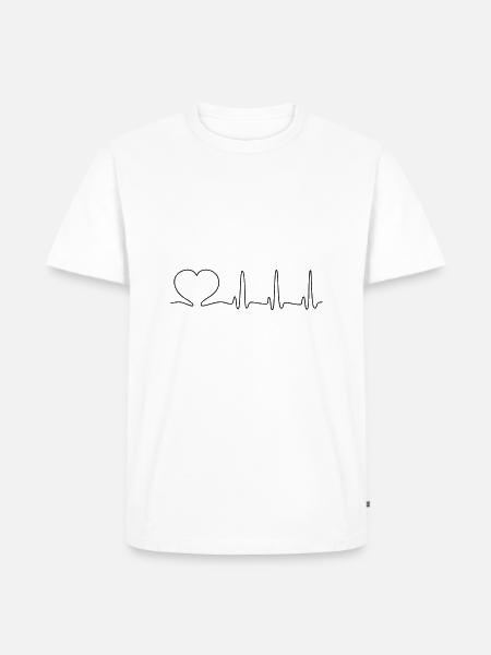 EKG Herzline - Männer Premium Bio T-Shirt - Weiß