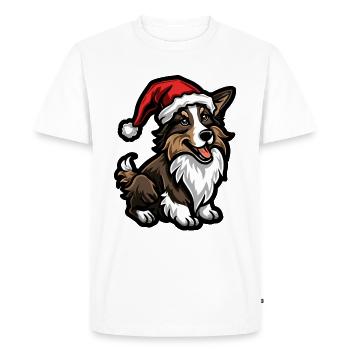Border Collie Chien Noël - T-shirt Premium bio Homme - blanc - Devant - Nico (187cm)