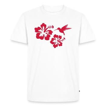 fleurs tropicales hibiscus forêt tropicale humide - T-shirt Premium bio Homme - blanc - Devant - Nico (187cm)