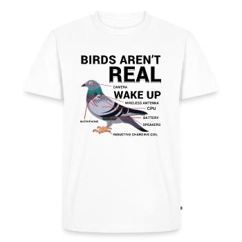 Les oiseaux de conspiration Drôle - T-shirt Premium bio Homme - blanc - Devant - Nico (187cm)