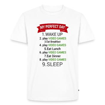 Gamer Perfect day Funny - Men's Premium Organic T-Shirt - white - Front - Nico (187cm)