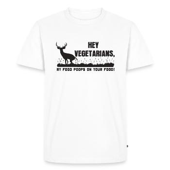 My food shits on yours - Men's Premium Organic T-Shirt - white - Front - Nico (187cm)