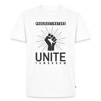 Procrastination Unites You Funny - Men's Premium Organic T-Shirt - white - Front - Nico (187cm)