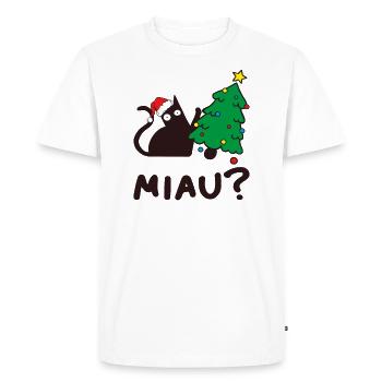 Un chat fou attaque le sapin de Noël. - T-shirt Premium bio Homme - blanc - Devant - Nico (187cm)