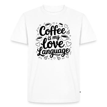 Le café est mon doodle de langue d’amour - T-shirt Premium bio Homme - blanc - Devant - Nico (187cm)