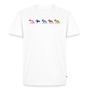 Design scandinave avec orignaux et drapeaux - T-shirt Premium bio Homme - blanc - Devant - Nico (187cm)