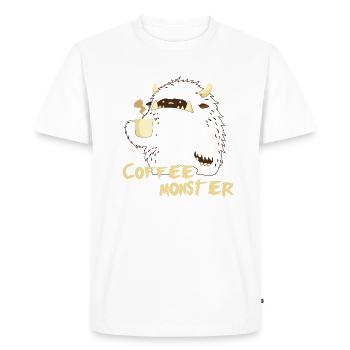 Coffee Monster Only Outer Lines, Brown - Men's Premium Organic T-Shirt - white - Front - Nico (187cm)