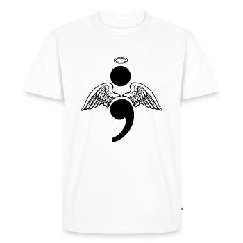 Semicolon Angel Depression Suicide Gift - Men's Premium Organic T-Shirt - white - Front - Nico (187cm)