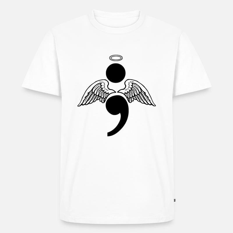 Semikolon Engel Depression Suicide Geschenk - Männer Premium Bio T-Shirt - Weiß