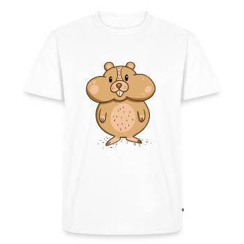 Hamster aux joues épaisses - T-shirt Premium bio Homme - blanc - Devant - Nico (187cm)