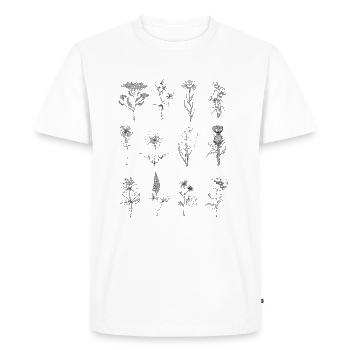 Dessin au trait fleurs sauvages - T-shirt Premium bio Homme - blanc - Devant - Nico (187cm)