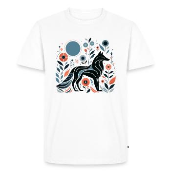 Loup floral - T-shirt Premium bio Homme - blanc - Devant - Nico (187cm)