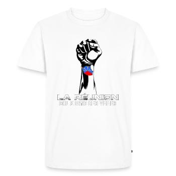Poing La Réunion Drapeau - T-shirt Premium bio Homme - blanc - Devant - Nico (187cm)
