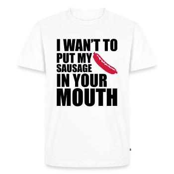 Sausage - Men's Premium Organic T-Shirt - white - Front - Nico (187cm)