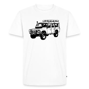 Land Rover Defender, Jeep, SUV - T-shirt Premium bio Homme - blanc - Devant - Nico (187cm)
