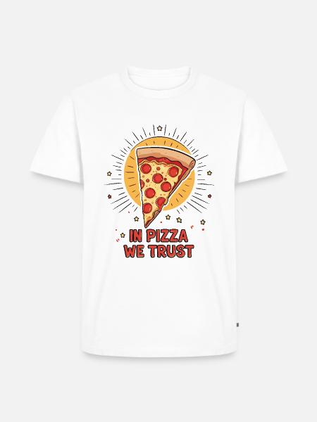 In Pizza We Trust - Männer Premium Bio T-Shirt - Weiß