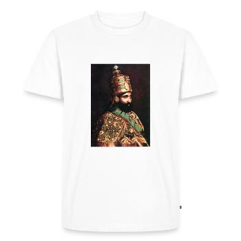 Haile Selassie Emperor of Ethiopia Jah Rastafari - T-shirt Premium bio Homme - blanc - Devant - Nico (187cm)