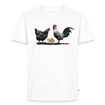 Famille de poulets (coq, poule, poussin) - T-shirt Premium bio Homme - blanc - Devant - Nico (187cm)