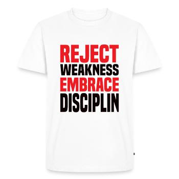 Rejeter la faiblesse Embrasser la discipline Sigma Homme - T-shirt Premium bio Homme - blanc - Devant - Nico (187cm)