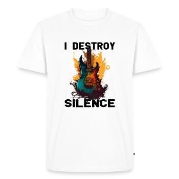 I Destroy Silence - guitare - guitariste - T-shirt Premium bio Homme - blanc - Devant - Nico (187cm)