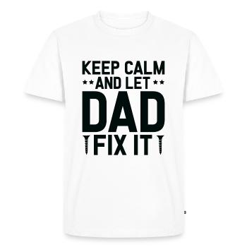 Restez calme et laissez papa le réparer - T-shirt Premium bio Homme - blanc - Devant - Nico (187cm)