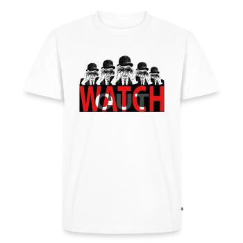 watch out - Men's Premium Organic T-Shirt - white - Front - Nico (187cm)