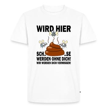 Félicitations pour l’évasion, vous allez nous manquer - T-shirt Premium bio Homme - blanc - Devant - Nico (187cm)