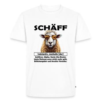 Schäff | Chef | Teamleiter| Abteilungsleiter - Männer Premium Bio T-Shirt - Weiß - Vorne - Nico (187cm)