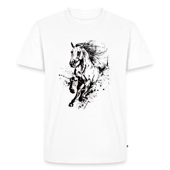 Cavalier Horse Girl - Cavalier de dressage western - T-shirt Premium bio Homme - blanc - Devant - Nico (187cm)