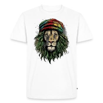 Jah rasta lion - T-shirt Premium bio Homme - blanc - Devant - Nico (187cm)