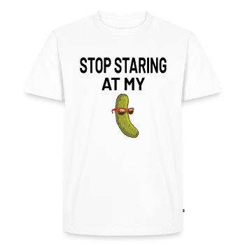 Le concombre pour hommes drôle arrête de regarder mon cornichon - T-shirt Premium bio Homme - blanc - Devant - Nico (187cm)